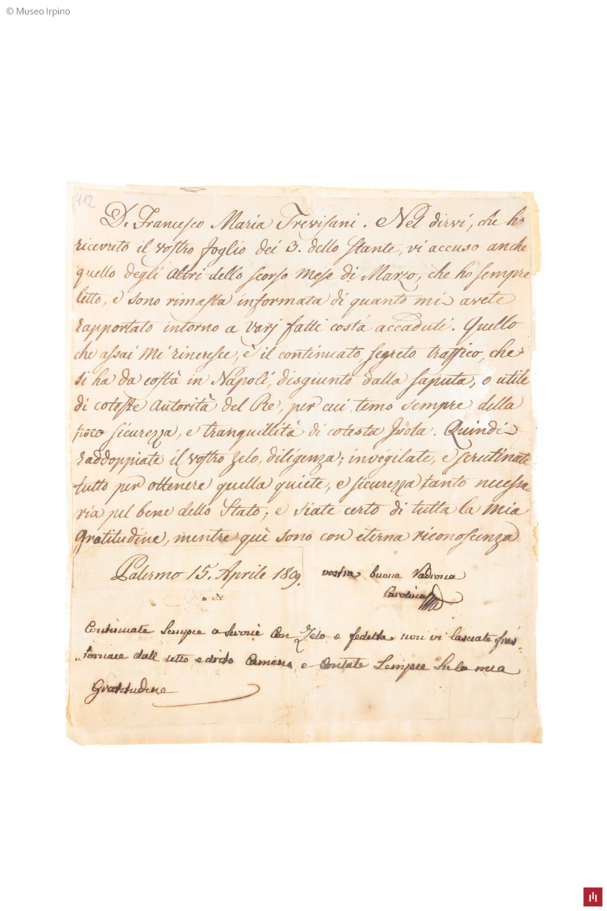 Lettre Autographe De Francesco Crispi à Francesco Pais Serra - Florence 1869, Occasion